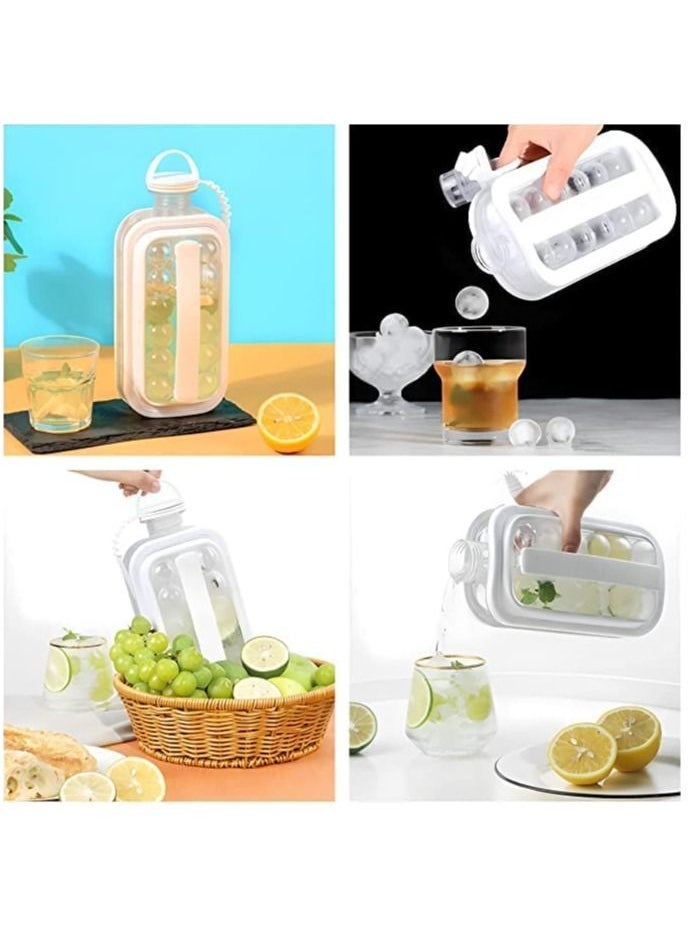 BELLSBERRY - 2 in 1 Portable Ice Ball Maker Kettle with 17 Grids Flat Body Lid Cooling Ice Pop Cube Molds for Drinks - Image 1