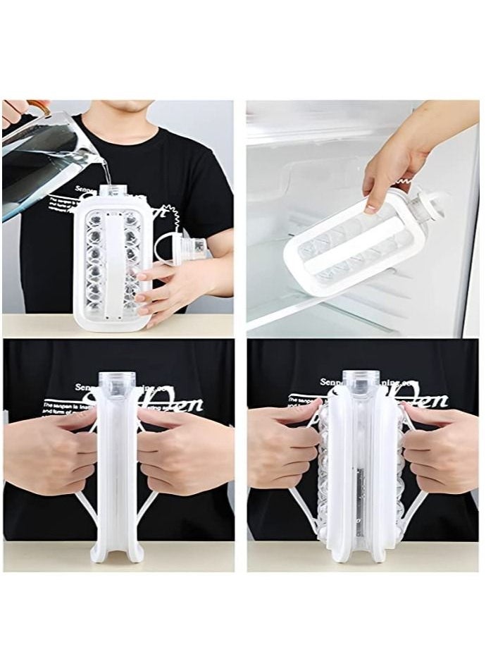 BELLSBERRY - 2 in 1 Portable Ice Ball Maker Kettle with 17 Grids Flat Body Lid Cooling Ice Pop Cube Molds for Drinks - Image 1