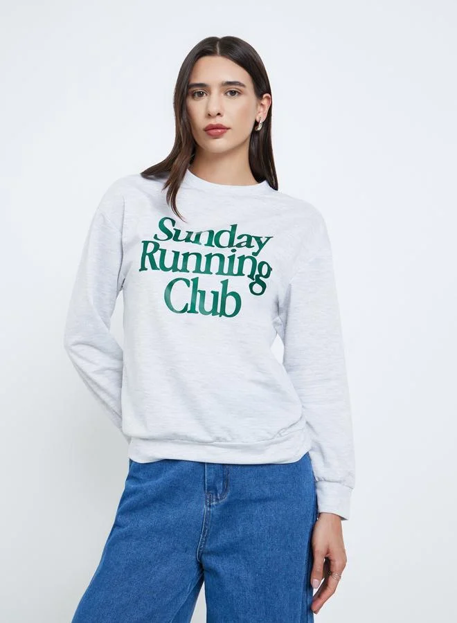 Take Two Take Two Grey Sunday Running Club Slogan Sweatshirt