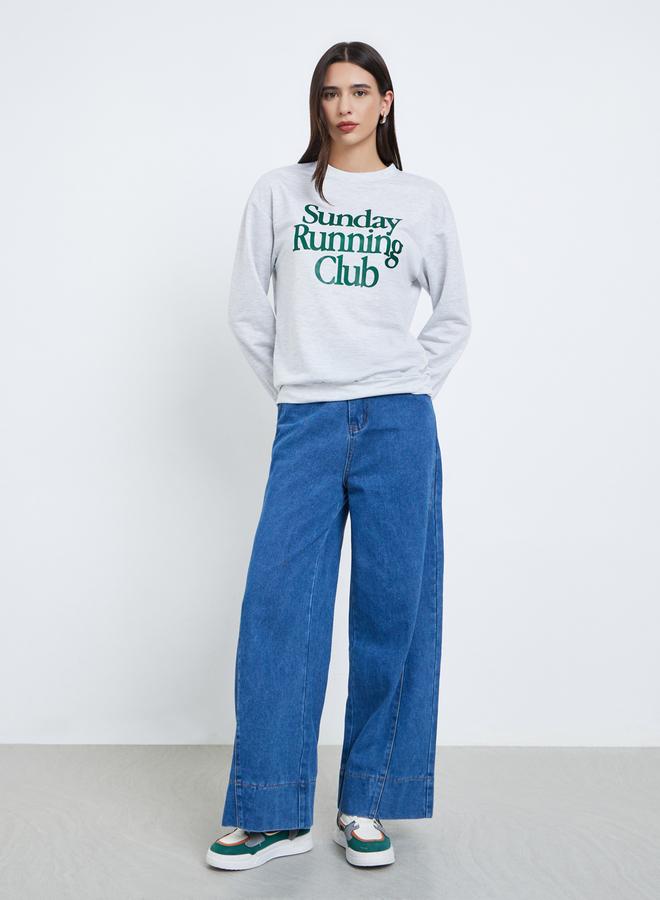 Take Two Grey Sunday Running Club Slogan Sweatshirt - Image 2