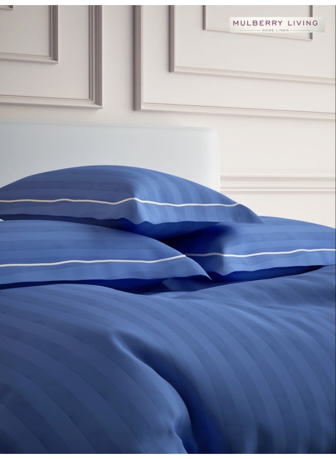 MULBERRY LIVING 100% Cotton - 300Tc Elysian Stripes Pillow Covers (50X75 Cm) - Mediterranean Blue  - Image 2