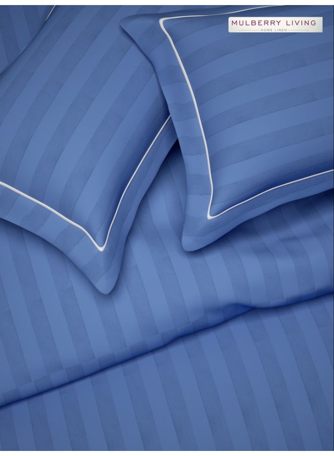 MULBERRY LIVING 100% Cotton - 300Tc Elysian Stripes Pillow Covers (50X75 Cm) - Mediterranean Blue  - Image 3