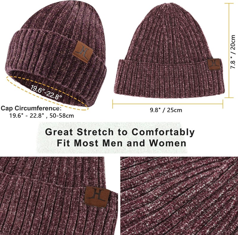 AQOTHES Womens Winter Knit Warm Hat Beanie Long Scarf Touch Screen Gloves Set Skull Caps Neck Scarves for Women - Image 2