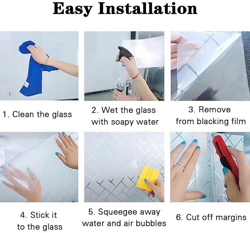 Sun Bird Privacy Blackout Window Film, No-Glue Static PVC Window Films Glass Sticker Heat Control Anti UV Protective Cover Over 90% Shading for Home (20 X 60 Inch) - Image 4