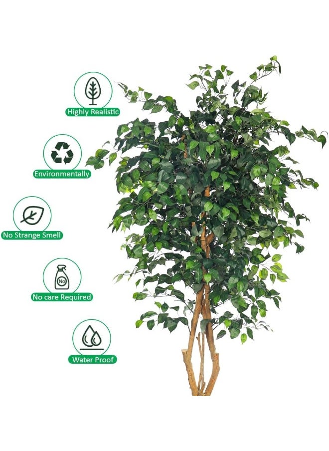 Yatai - YATAI DECOR Nearly Natural Artificial Ficus Plant 2 Meters High Ficus Tree Fake Plant with Plastic Pot & Moss Grass for Home Garden Decoration – Fake Tree – Artificial Plants - Image 1