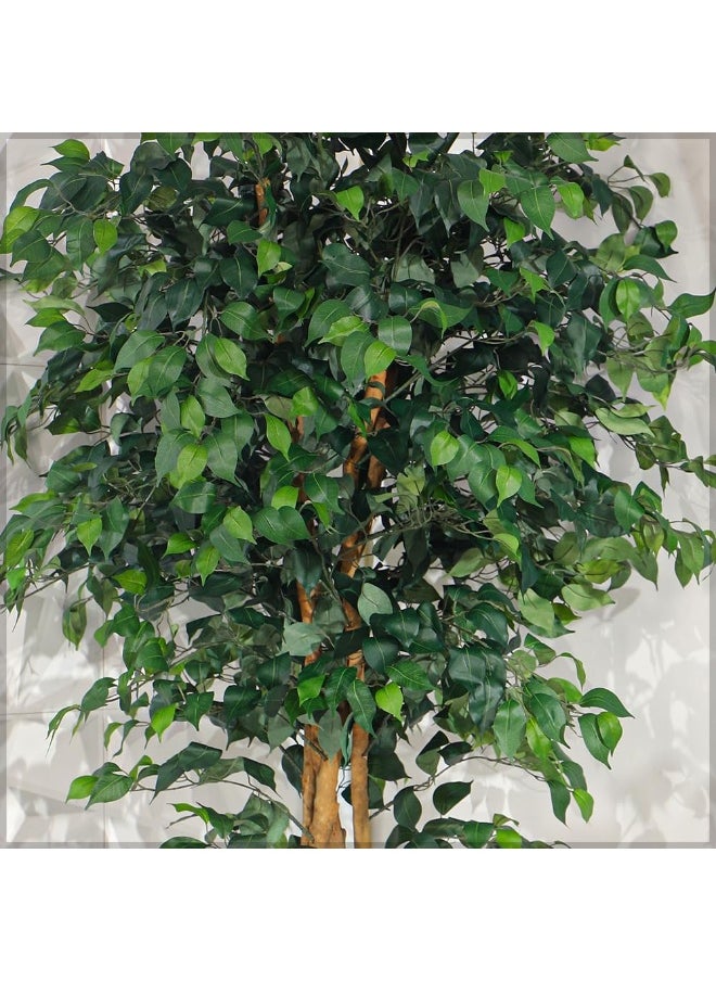 Yatai - YATAI DECOR Nearly Natural Artificial Ficus Plant 2 Meters High Ficus Tree Fake Plant with Plastic Pot & Moss Grass for Home Garden Decoration – Fake Tree – Artificial Plants - Image 1