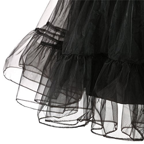 Kumeng Women's 50s Vintage Rockabilly Petticoat Crinoline Tutu Underskirt 27" Length Net Tulle Petticoat Half Slip (FBA), Black, Large - Image 4