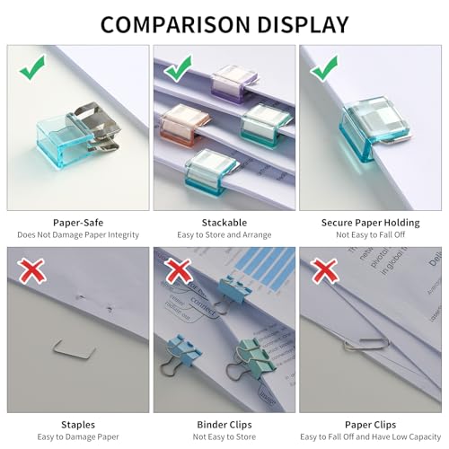 BUNCLIP Push Paper Clips & Binder Clips, 40 Pack Medium Reusable Heavy Duty Clamps, No Damage No Marks, 50 Sheet Capacity for Office, School, Home Organization (40 Pieces) - Image 3