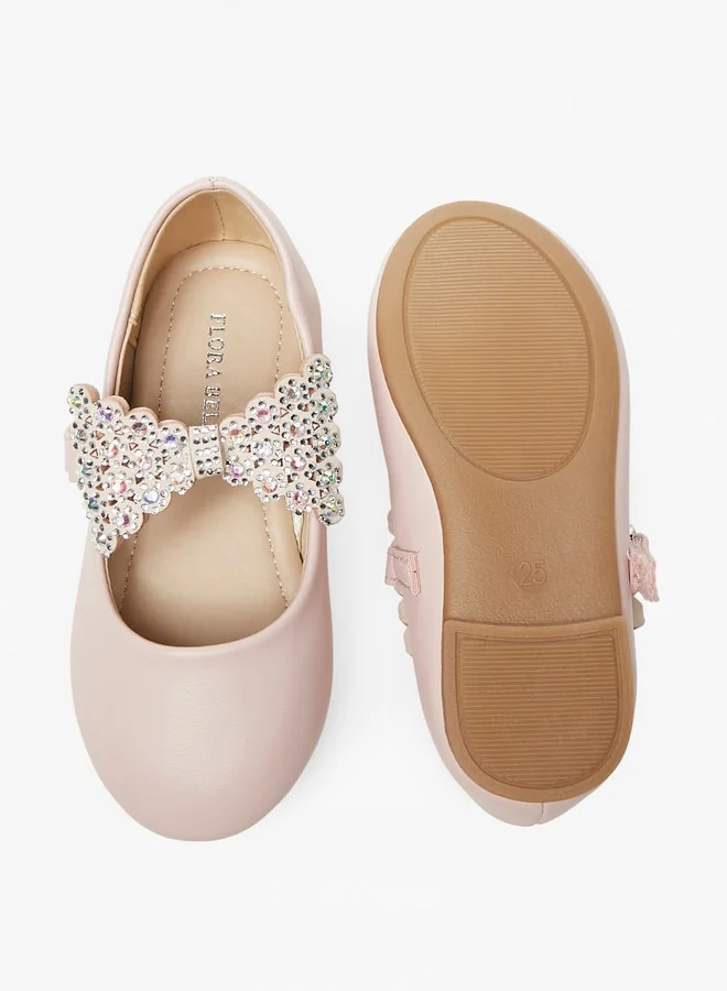 Flora Bella By Shoexpress Girls Embellished Bow Applique Mary Jane Shoes