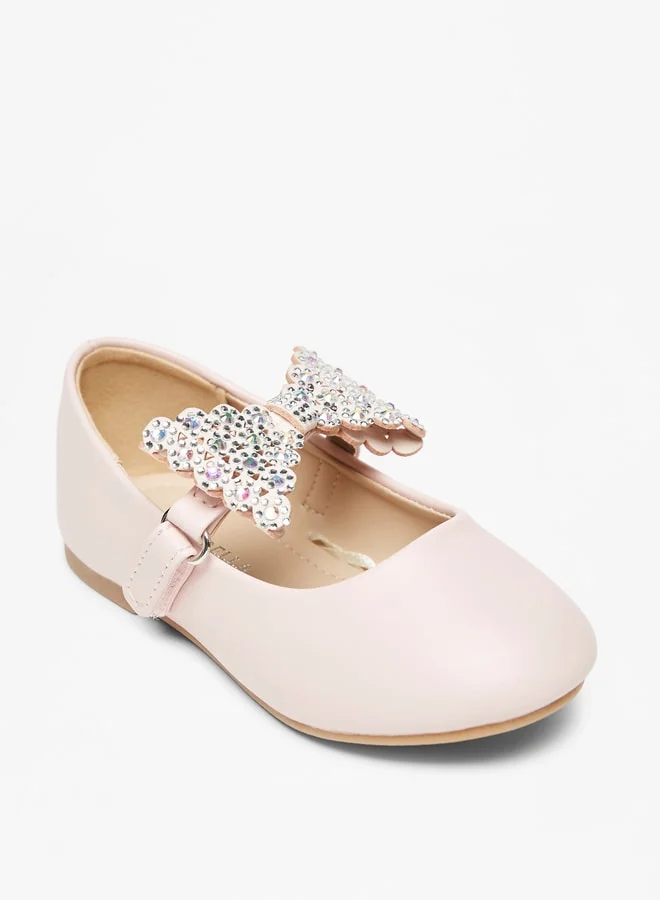 Flora Bella By Shoexpress Girls Embellished Bow Applique Mary Jane Shoes