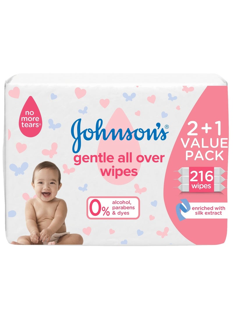 Johnson's Baby Johnson's Baby Wipes - Gentle All Over, 216 Total Count  - Image 1