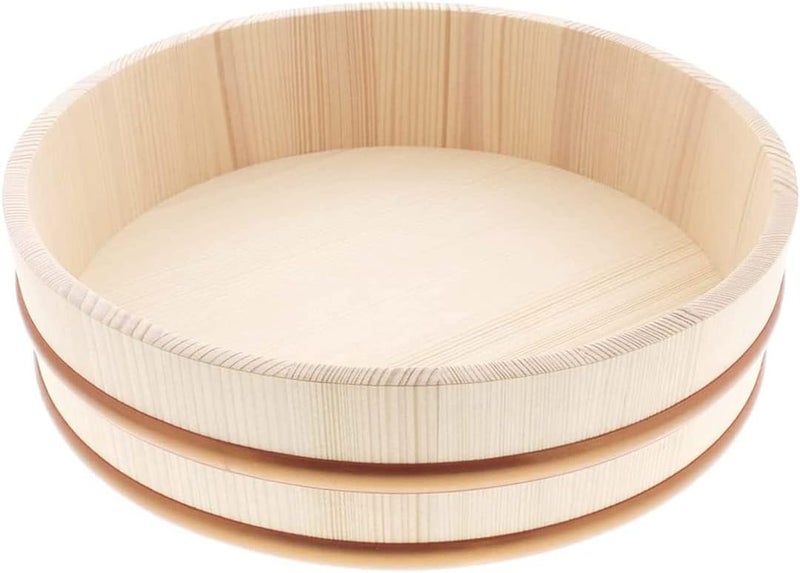 TIKUSAN Wooden Hangiri Sushi Rice Mixing Tub PP Band Made in Japan Sushi Rice Bowl Sushi Oke (10.6") - Image 1