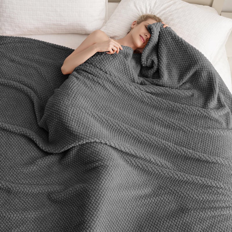 Jungle Star Dark Grey 300GSM Super Soft Large King Blanket for Couch Sofa Bed Cozy Blankets for Women Girls Cute Fleece Fluffy Blanket for Aesthetic Home Decor 90x104 - Image 1