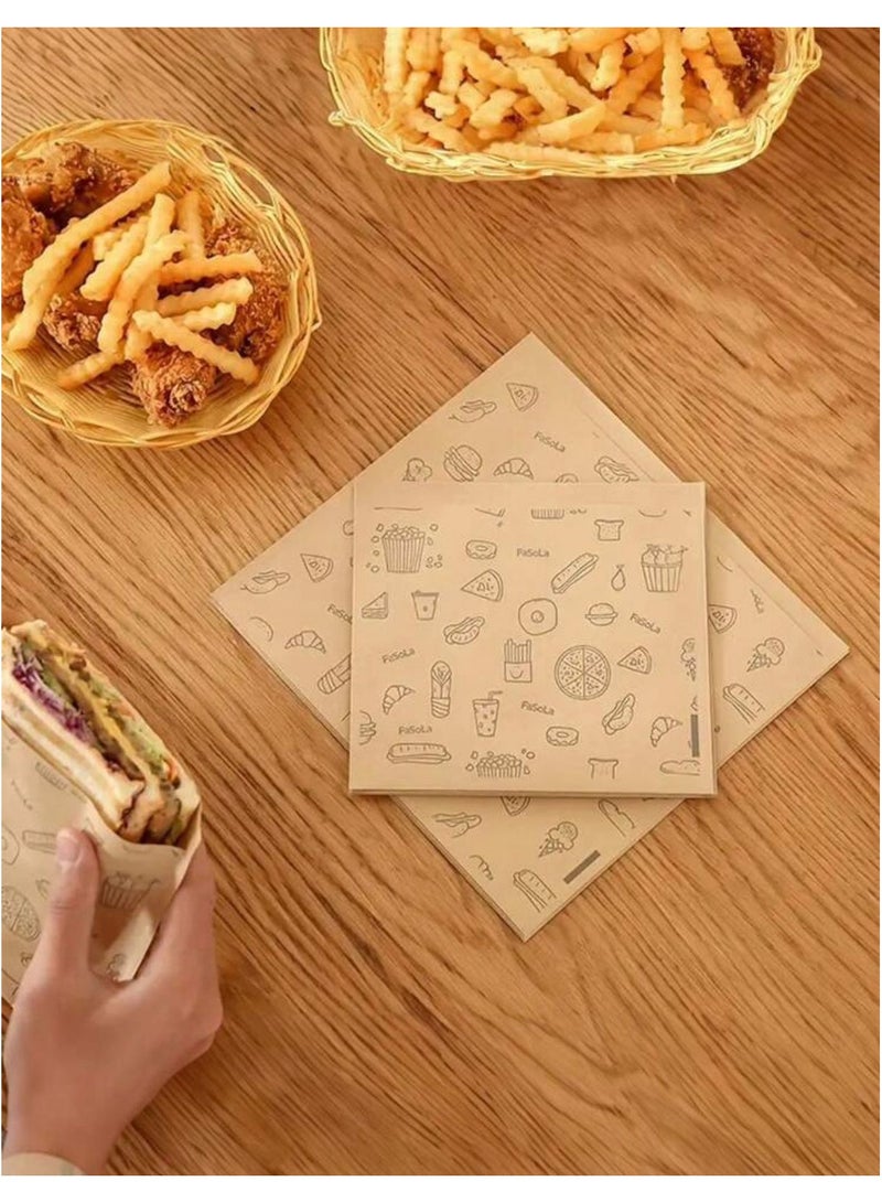 ورق تغليف للساندويتش والشطيرة والبرجر مكون من 25 قطعة مضادة للزيت مناسبة للاستخدام في المقلاة الهوائية في المطبخ - Image 4