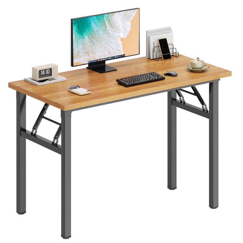 DlandHome Computer Desk Folding Table 394 inches Writing Desk for Small Space Study Table Laptop Desk No Assembly Required TeakBlack