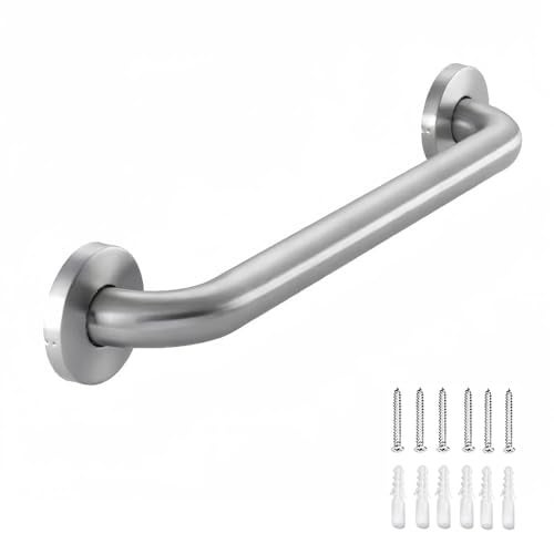 Raemnaky Stainless Steel Bathroom Safety Shower Grab Bar Anti Slip Bathtubs Grab BarsToilet Assist Saft Handle Handrail ADA Compliant 500lbs for Handicap Elderly Senior Brushed 18 inches - Image 1