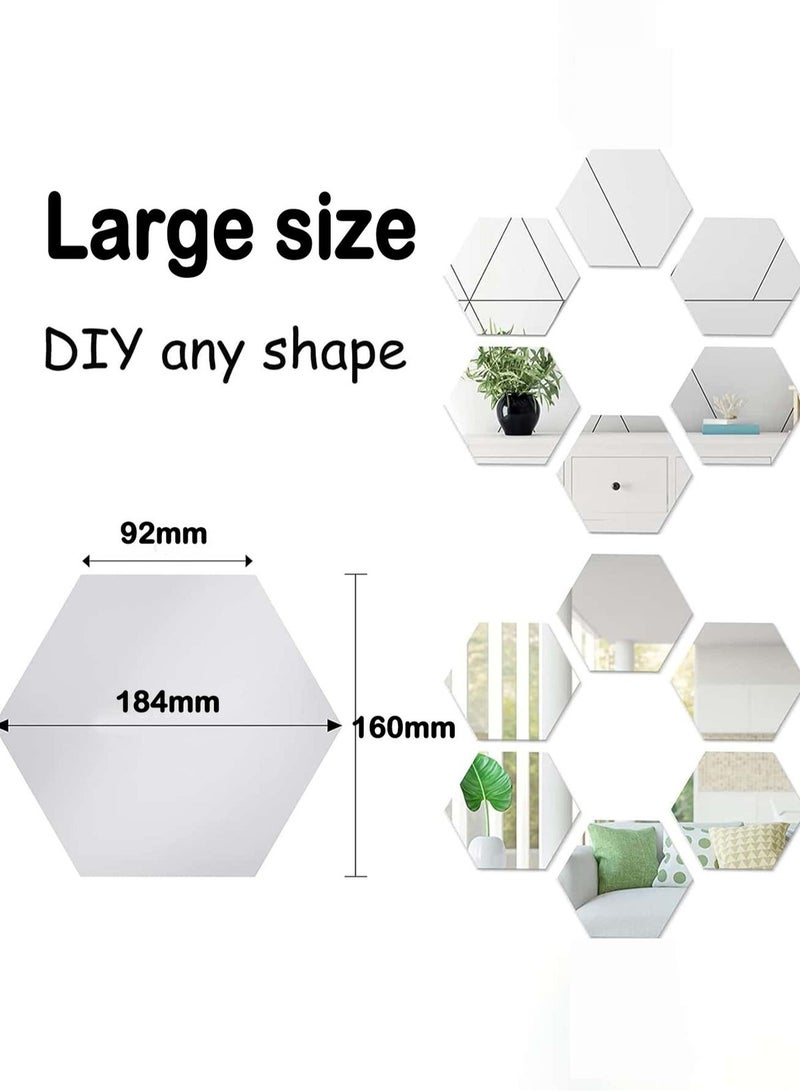 12pcs Hexagonal Acrylic Mirror Wall Stickers - Self-Adhesive & Removable Decorative Mirrors, 3D Geometric Design for Homes - Image 5
