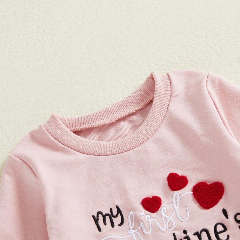 Thorn Tree My First Valentines Day Baby Girl Outfit Long Sleeve Newborn Sweater Pocket Pants Fall Winter Clothes Toddler Outfits (Pink, 6-12 Months) - Image 5