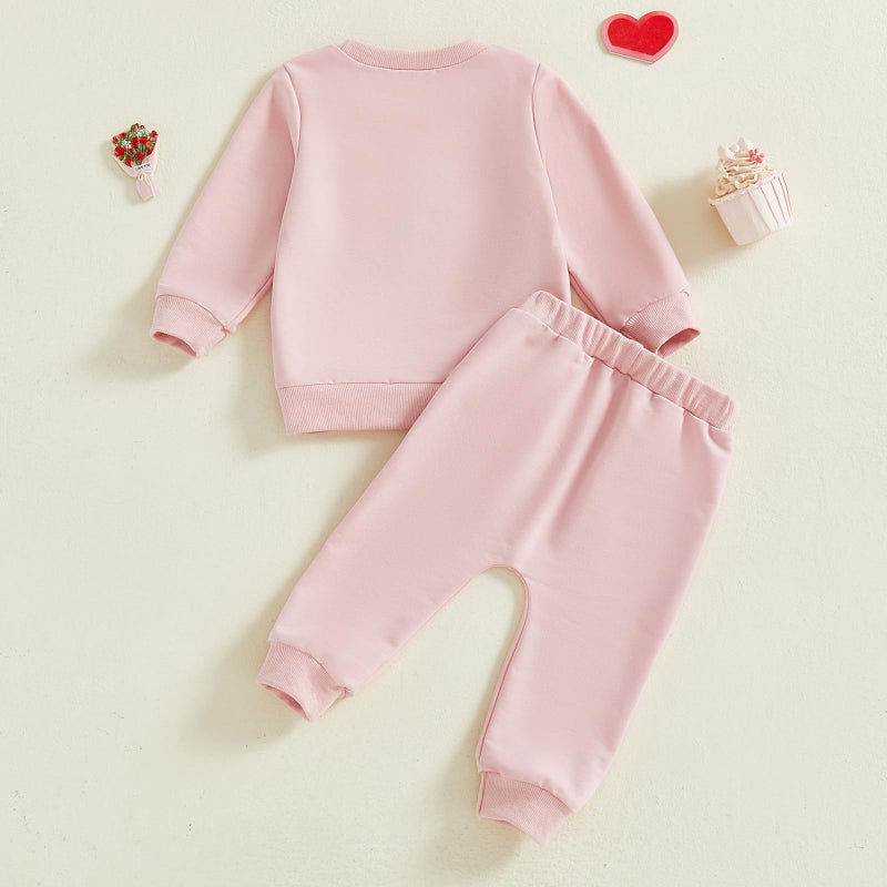 Thorn Tree My First Valentines Day Baby Girl Outfit Long Sleeve Newborn Sweater Pocket Pants Fall Winter Clothes Toddler Outfits (Pink, 6-12 Months) - Image 4