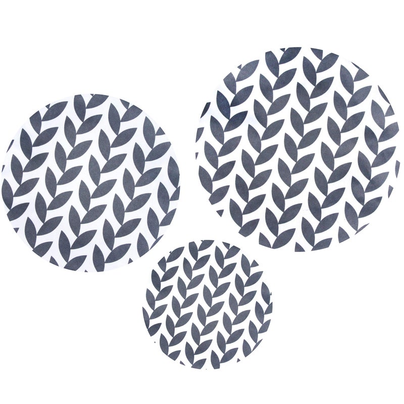 wegreeco Elastic Reusable Bowl Covers - Set of 3, Grey Leaf - Image 3
