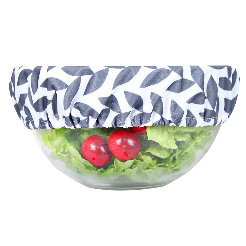 wegreeco Elastic Reusable Bowl Covers - Set of 3, Grey Leaf - Image 5