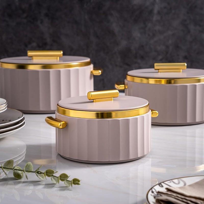 La Mesa Food Warmer 1 Liter Matt Beige Body+Matt Gold - Image 1