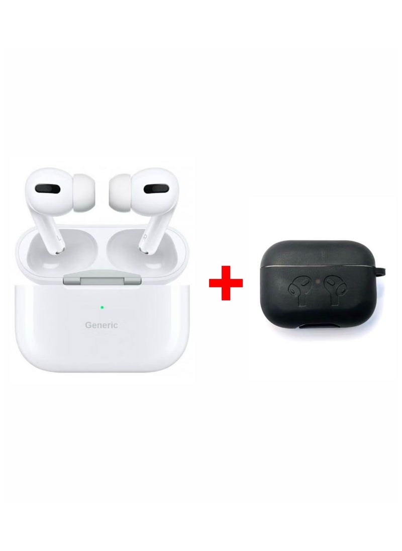ماركة غير محددة - سماعات Pro Airpods متوافقة مع هاتف Android iPhone باللون الأبيض مع غطاء حماية واق اسود - Image 1