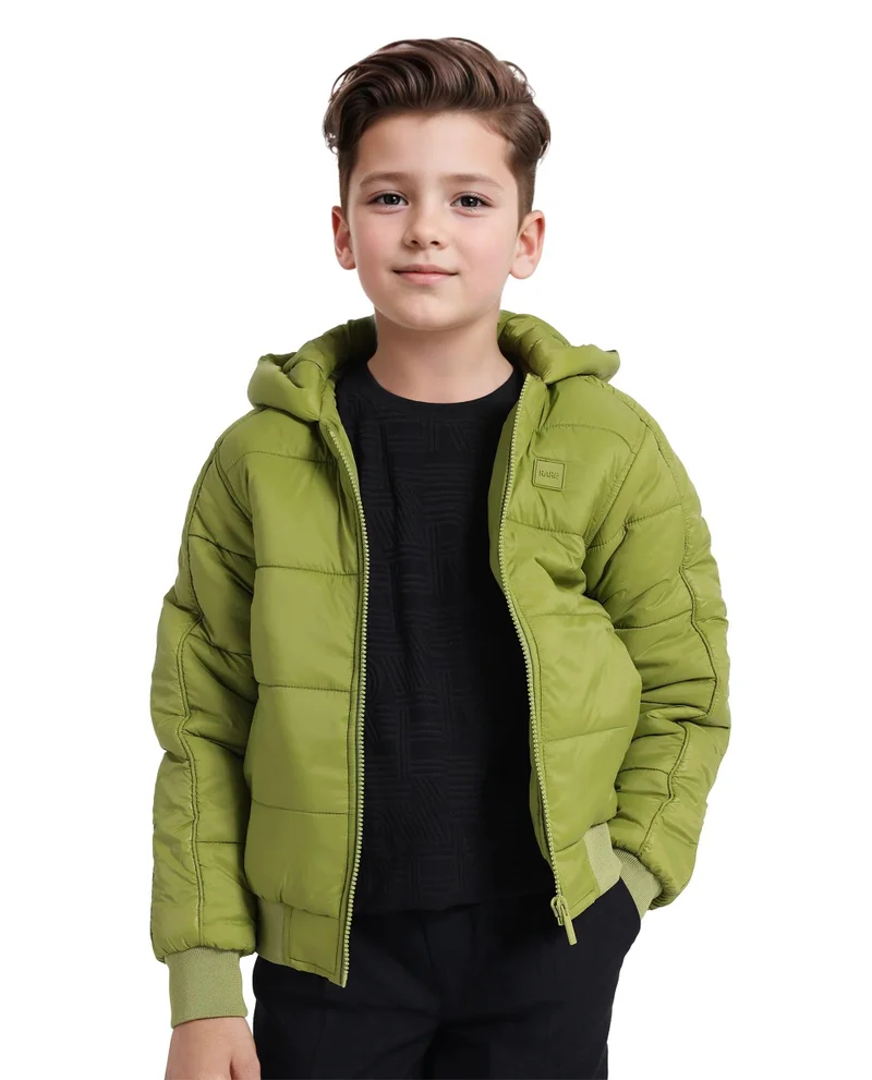 رير ونز Rare Ones Kids Frant Flouroscent Green Nylon Full Sleeve Solid Jacket