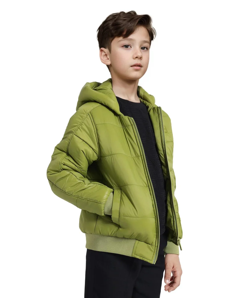 Rare Ones Rare Ones Kids Frant Flouroscent Green Nylon Full Sleeve Solid Jacket