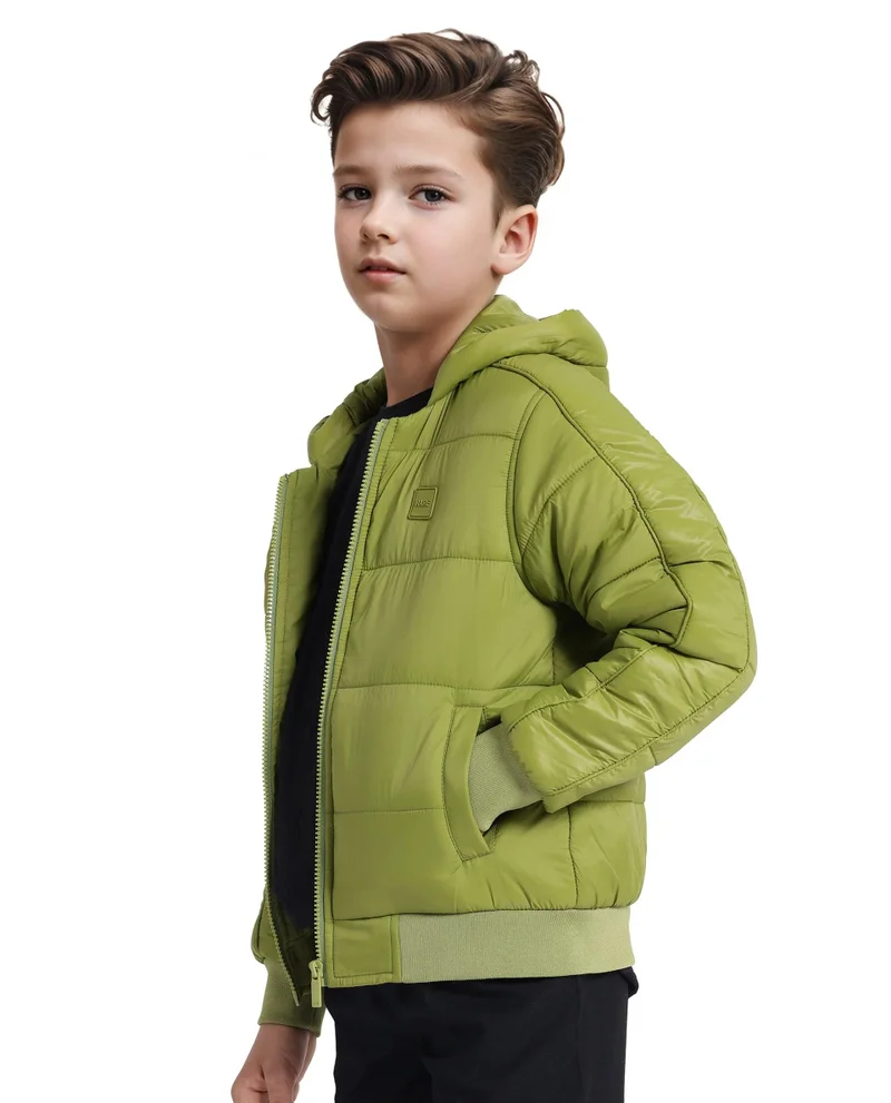 Rare Ones Rare Ones Kids Frant Flouroscent Green Nylon Full Sleeve Solid Jacket