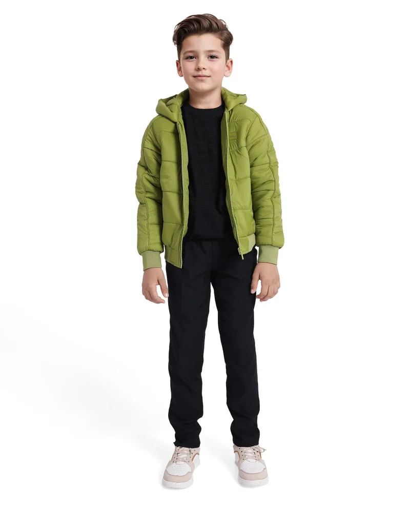 رير ونز Rare Ones Kids Frant Flouroscent Green Nylon Full Sleeve Solid Jacket