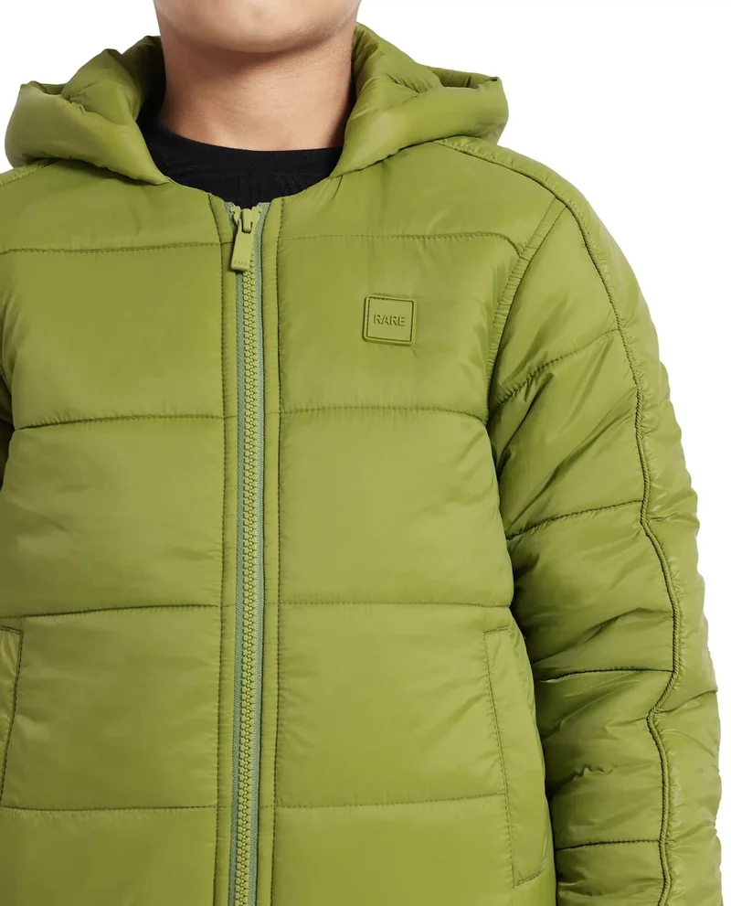 Rare Ones Rare Ones Kids Frant Flouroscent Green Nylon Full Sleeve Solid Jacket