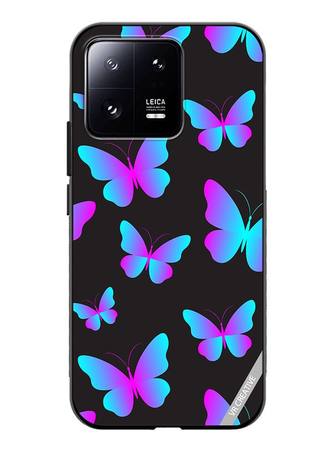VR CREATIVE Protective Case Cover For Xiaomi 13 Neon Butterflies Seamless Pattern Design Multicolour - Image 1