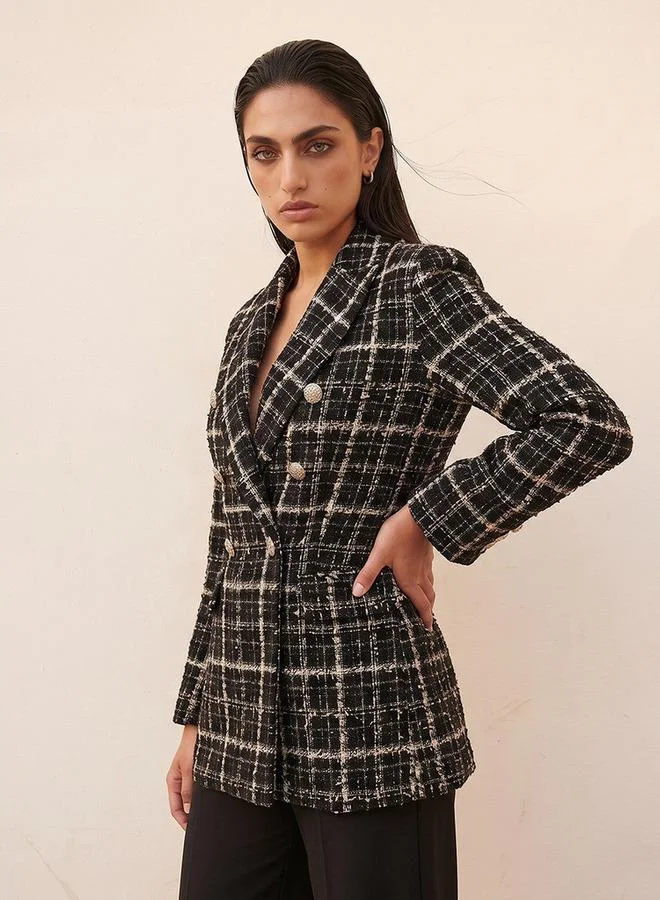 Splash FAV Smart Tweed Jacket with Peak Lapel