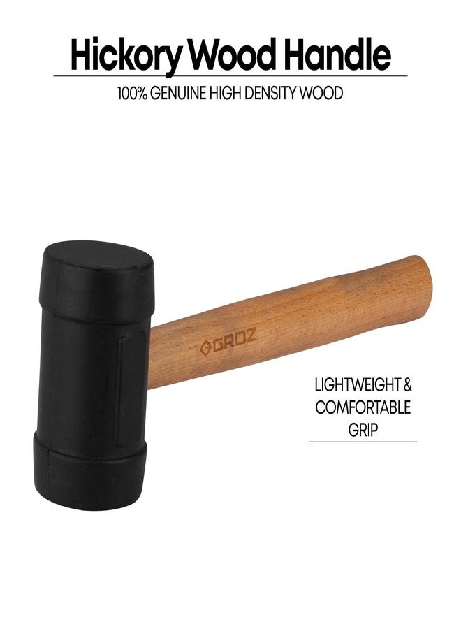 Groz Rubber Mallet 450 gms,14 Inch | Black Soft Head Hammer with Premium Hickory Wood | Hammer for Tiles Fitting, DIY, Professional Use | MLTR/16B/HW/AMZ - Image 3