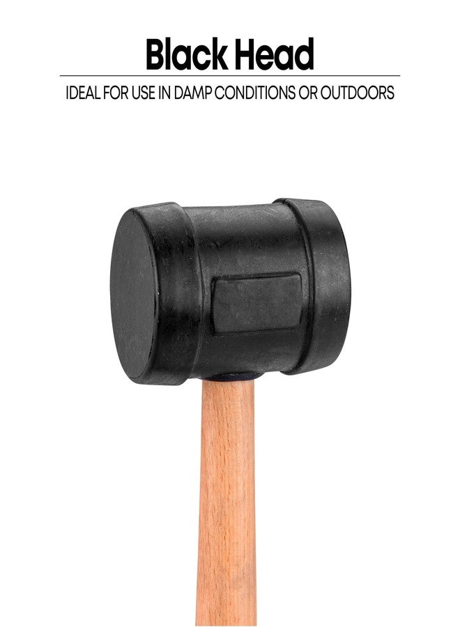 Groz Rubber Mallet 450 gms,14 Inch | Black Soft Head Hammer with Premium Hickory Wood | Hammer for Tiles Fitting, DIY, Professional Use | MLTR/16B/HW/AMZ - Image 2