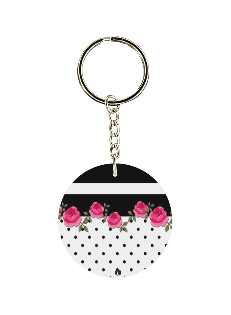 Floral Printed Single Sided Keychain