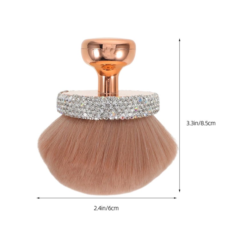 Luxury Rhinestone Blush Powder Brush Soft Dense Bristle Makeup Brush Applicator for Face Cheeks with Rose Gold Handle, Travel Cosmetic Tool for Women - Image 2