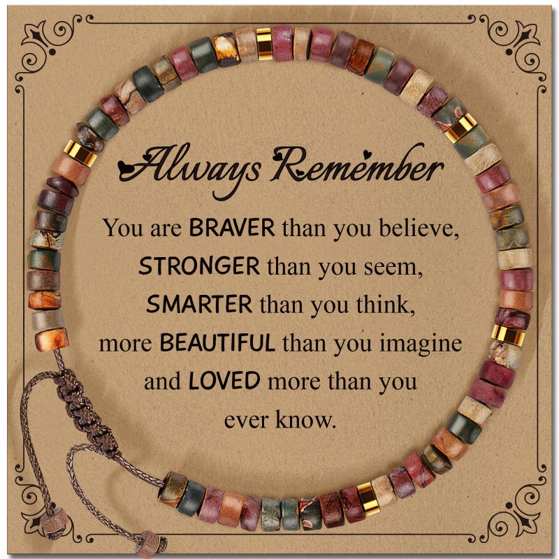 ZOKCC Inspirational Christmas Bracelet Gifts for Women: Healing Natural Stone Bracelet - Thinking of You Get Well Soon Birthday Gifts for Friend Sister Bestie BFF - Image 1