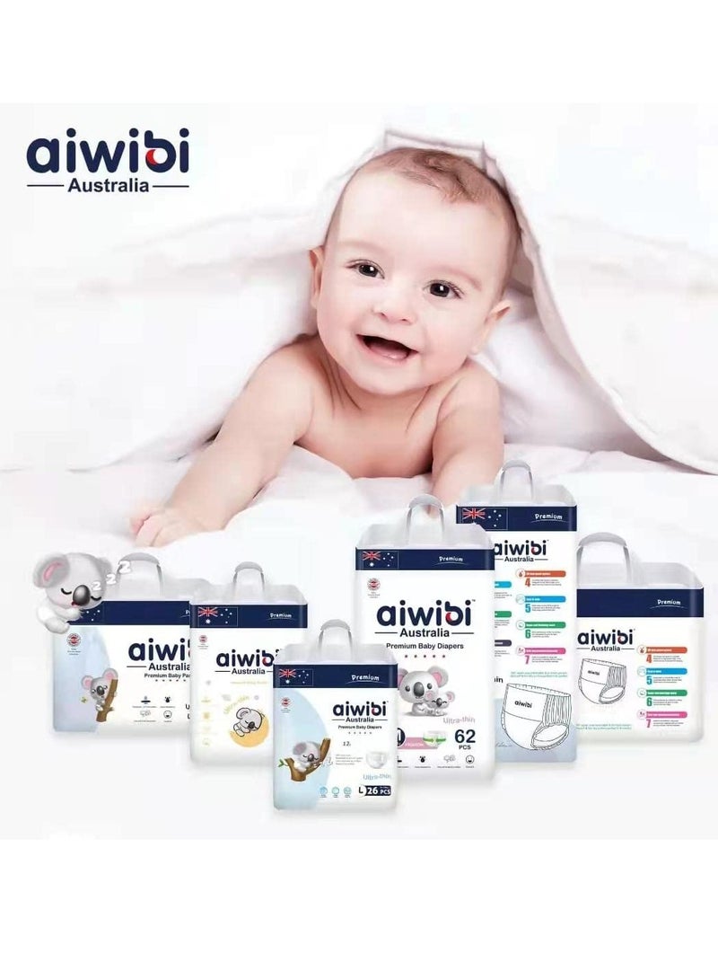 aiwibi Ultra Thin Premium Baby Diapers - Size (2) Small 72 Pcs (4-8kg) Super Soft, Breathable, High absorbent  and Hypoallergenic Diapers - Image 4