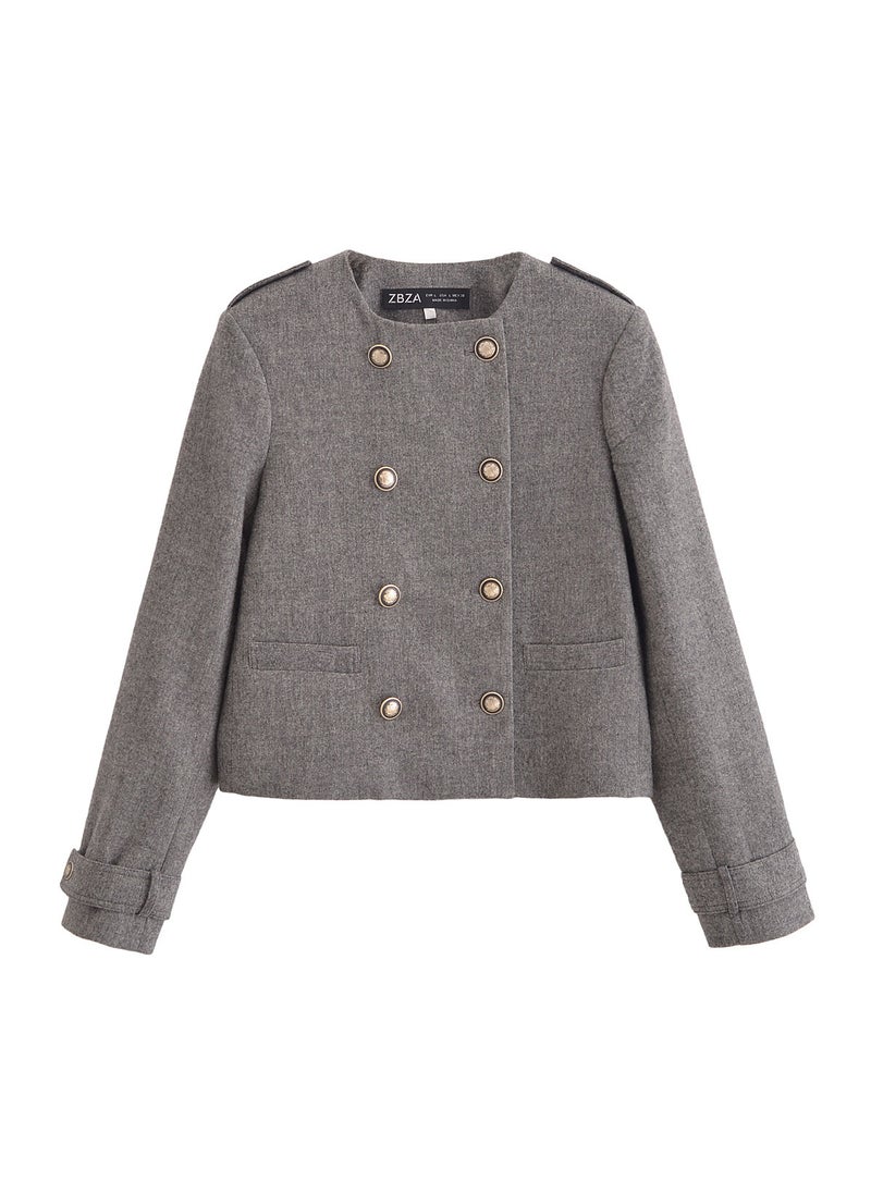 Generic - ZA Cross-Border Womens Tweed Style 2-Piece Set Double Row Button Wool-Blend Jacket Mini Dress 0034250 Mini Skirt Set Coat - Image 1