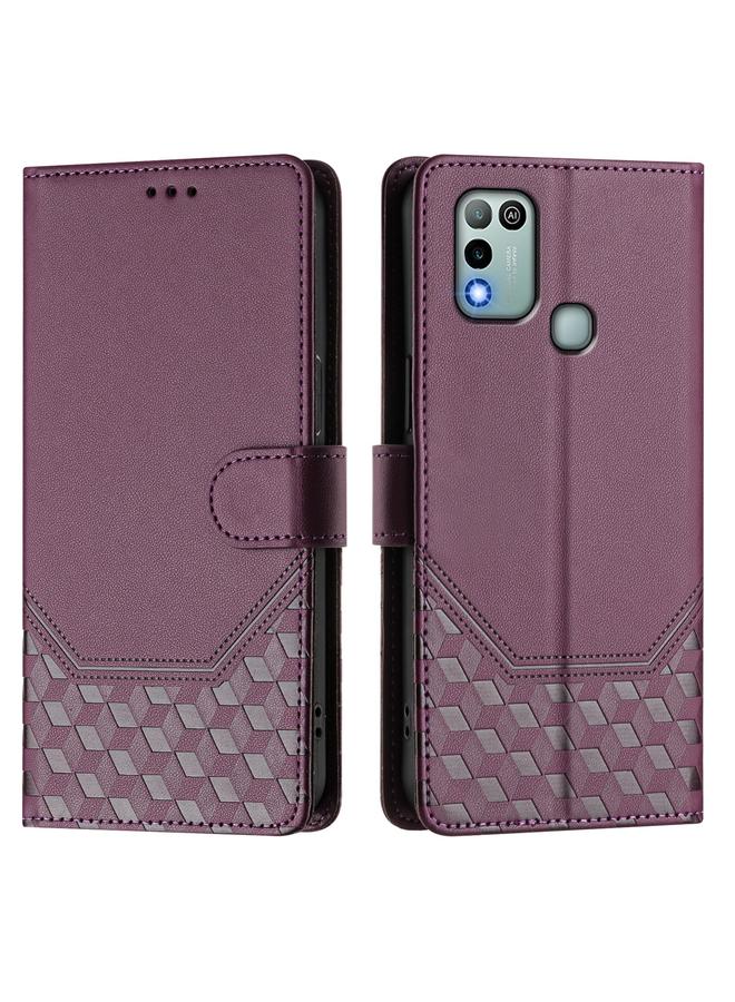 S-TOP Case For Infinix Hot 10 Play / Hot 11 Play Honeycomb Embossing RFID Leather Phone Case - Image 2