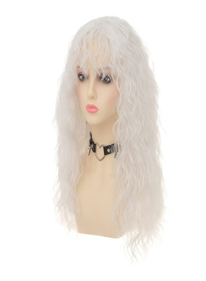 Dai Cloud White Wigs with Bangs for Women Long Curly Wavy Soft Cosplay Halloween Costume Anime Wig - Image 4