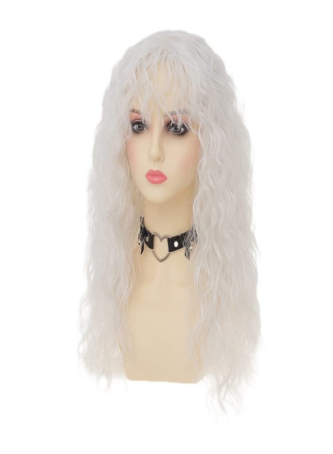 Dai Cloud White Wigs with Bangs for Women Long Curly Wavy Soft Cosplay Halloween Costume Anime Wig - Image 3