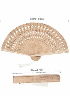 SYOSI Wooden Folding Fan 3 Pack Dolphin Pattern Foldable Handheld Fans Sandalwood Hand Chinese with Tassel for Women Wedding Souvenir Favors Baby Shower  - Image 5
