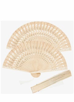 SYOSI Wooden Folding Fan 3 Pack Dolphin Pattern Foldable Handheld Fans Sandalwood Hand Chinese with Tassel for Women Wedding Souvenir Favors Baby Shower  - Image 2