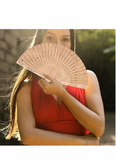 SYOSI Wooden Folding Fan 3 Pack Dolphin Pattern Foldable Handheld Fans Sandalwood Hand Chinese with Tassel for Women Wedding Souvenir Favors Baby Shower  - Image 3