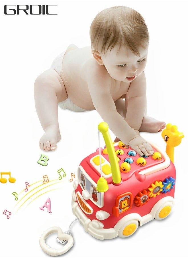 GROIC Baby Musical Bus Toy, Music Toy for Toddlers, Knocking Piano Car, Whack-a-mole Fishing Multifunctional Early Education Toys Educational Sensory Kids  - Image 1
