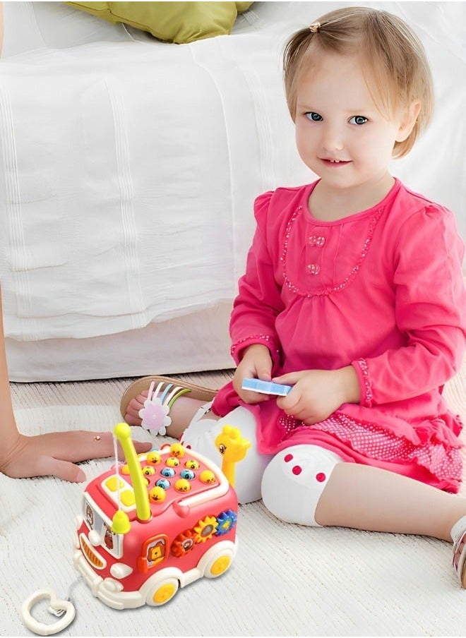 GROIC Baby Musical Bus Toy, Music Toy for Toddlers, Knocking Piano Car, Whack-a-mole Fishing Multifunctional Early Education Toys Educational Sensory Kids  - Image 5