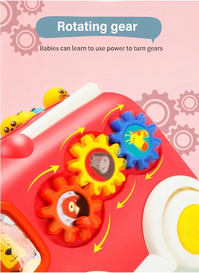 GROIC Baby Musical Bus Toy, Music Toy for Toddlers, Knocking Piano Car, Whack-a-mole Fishing Multifunctional Early Education Toys Educational Sensory Kids  - Image 4